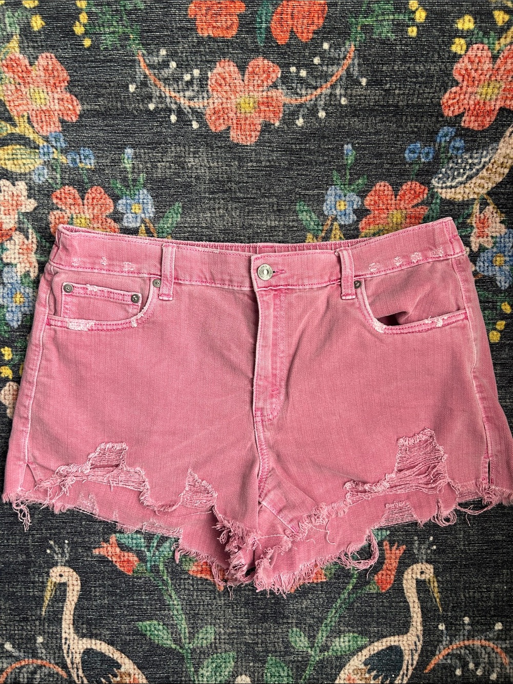 Aerie Daydream Pink Denim Shorts, Size Large